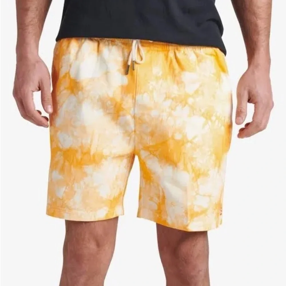 Junk Food Clothing Orange/yellow & White Tie-Dyed Festival Shorts Color Zinnia